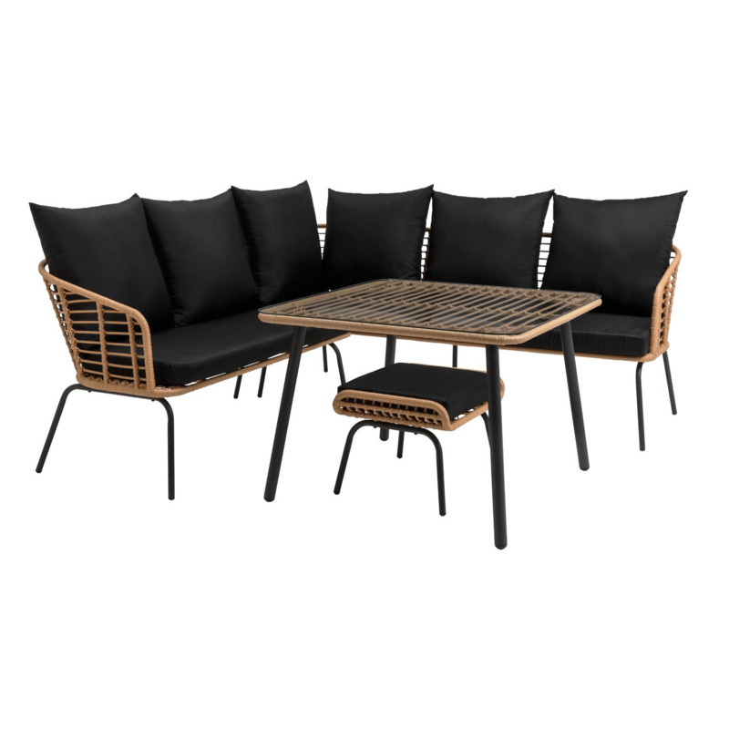 Habitat 7 Seater Rattan Effect Garden Corner Sofa Set Black by Argos
