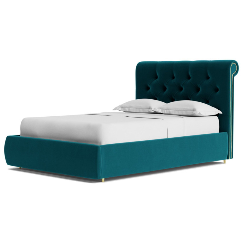 Swoon Winston Velvet Kingsize Ottoman Bedframe Blue by Argos
