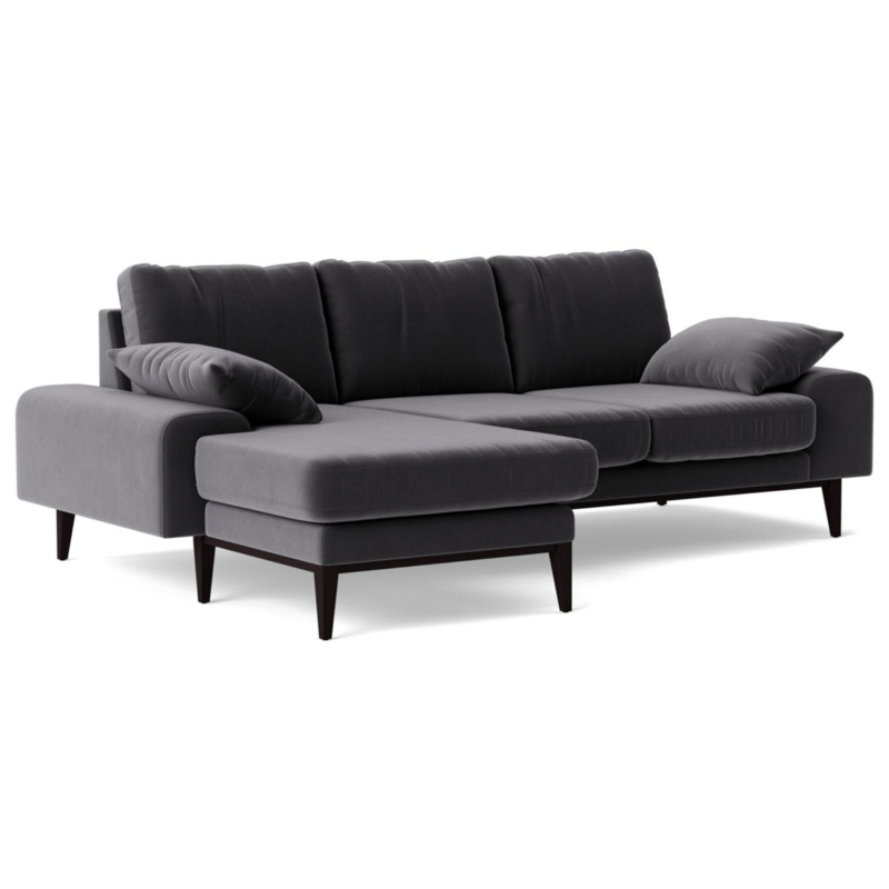 Swoon Tulum Velvet Left Hand Corner Sofa Granite Grey by Argos