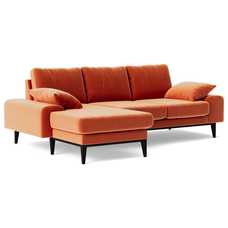 Swoon Tulum Velvet Left Hand Corner Sofa Burnt Orange by Argos