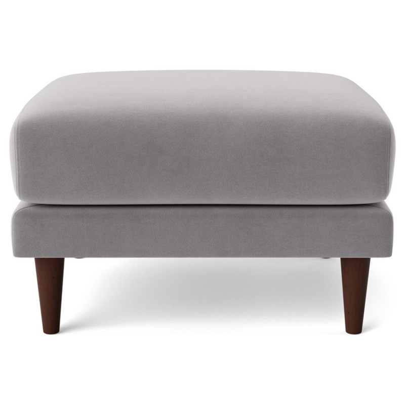 Swoon Turin Velvet Ottoman Footstool Silver Grey by Argos