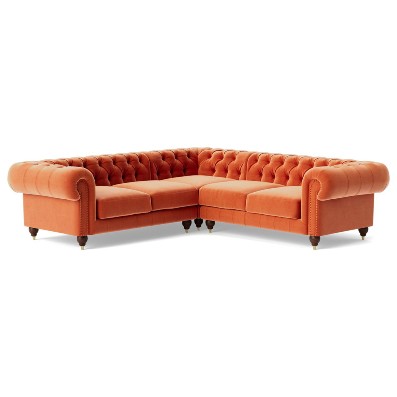 Swoon Winston Velvet 5 Seater Corner Sofa Burnt Orange by Argos