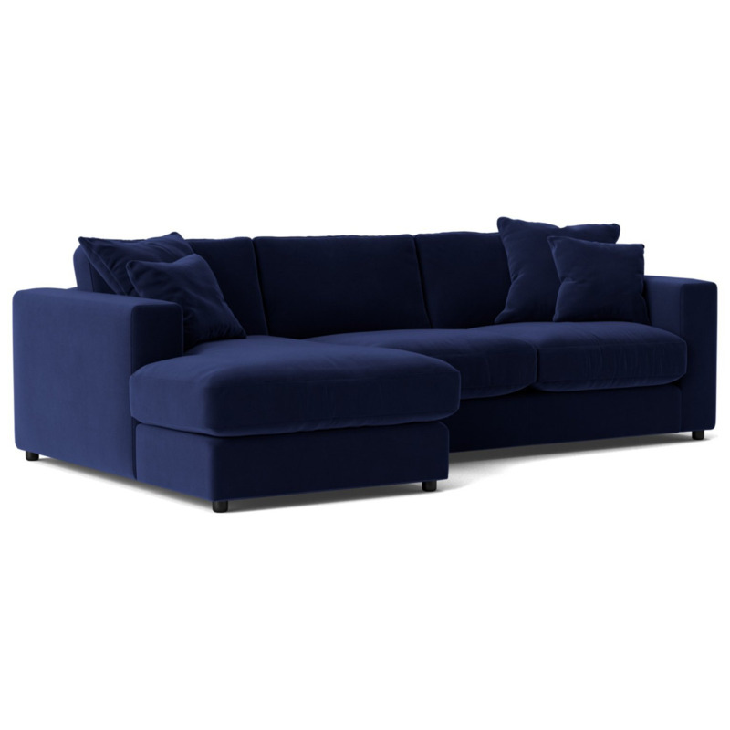 Swoon Althaea Velvet Left Hand Corner Sofa Ink Blue by Argos
