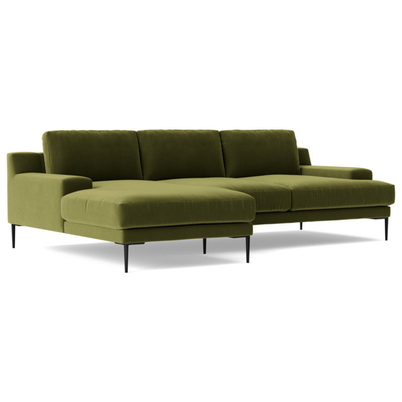 Swoon Almera Velvet Left Hand Corner Sofa Fern Green by Argos