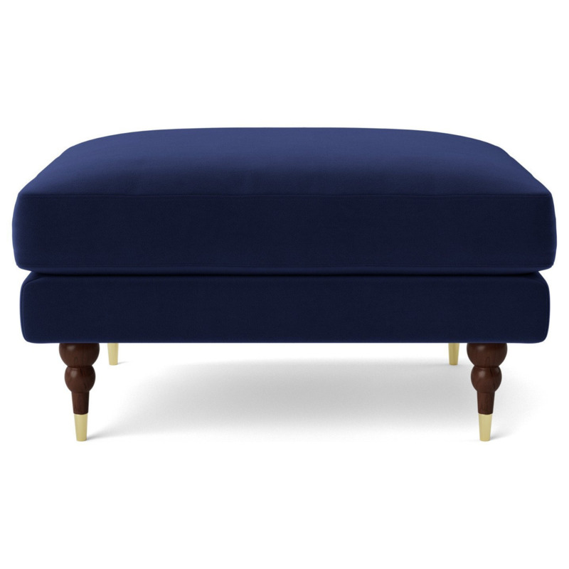 Swoon Charlbury Velvet Ottoman Footstool Ink Blue by Argos