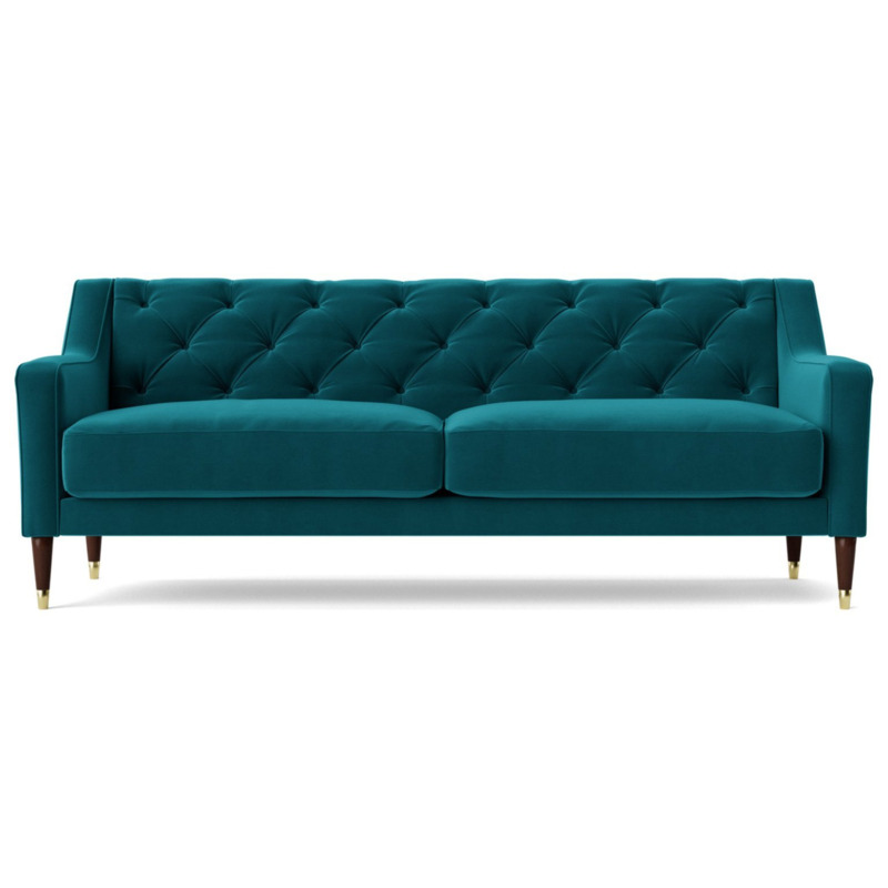 Swoon Pritchard Velvet 3 Seater Sofa Kingfisher Blue by Argos