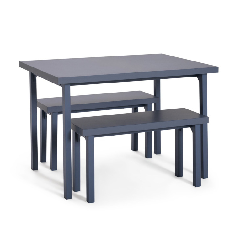 Habitat Zayn Dining Table & 2 Blue Benches by Argos