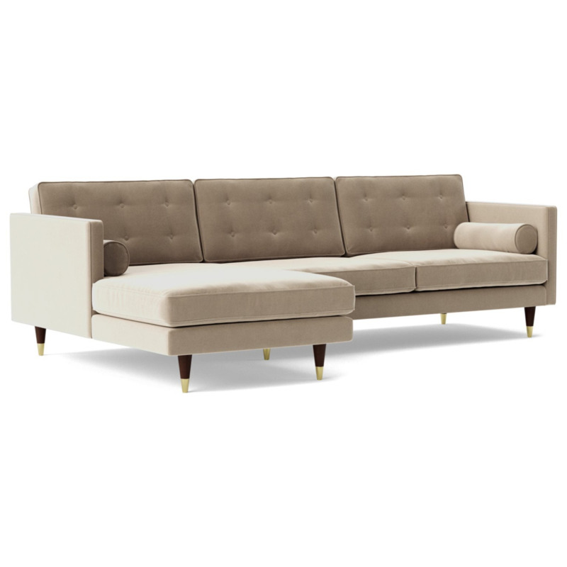 Swoon Porto Velvet Left Hand Corner Sofa Taupe by Argos