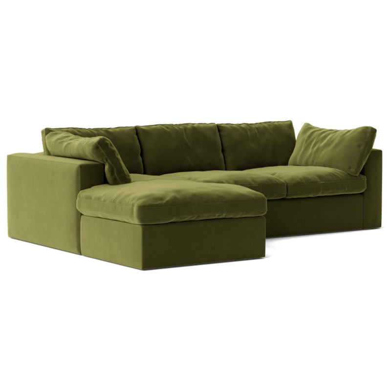 Swoon Seattle Velvet Left Hand Corner Sofa Fern Green by Argos