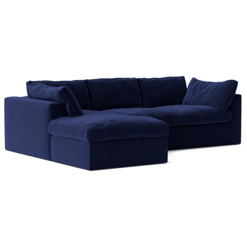 Swoon Seattle Velvet Left Hand Corner Sofa Ink Blue by Argos