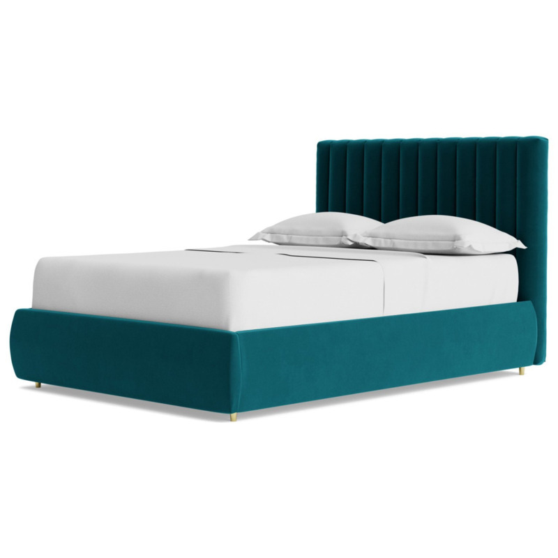 Swoon Porlock Velvet Double Ottoman Bedframe Blue by Argos