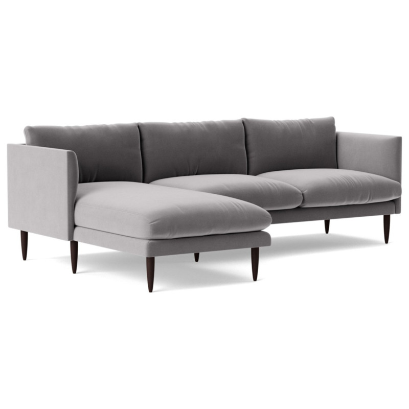 Swoon Luna Velvet Left Hand Corner Sofa Silver Grey by Argos