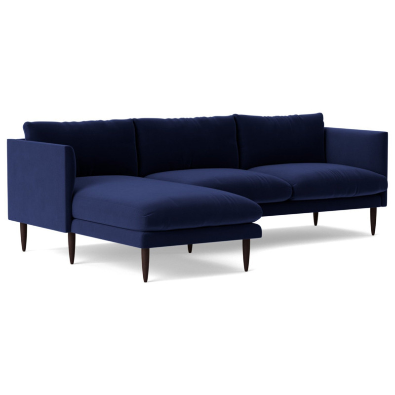 Swoon Luna Velvet Left Hand Corner Sofa Ink Blue by Argos