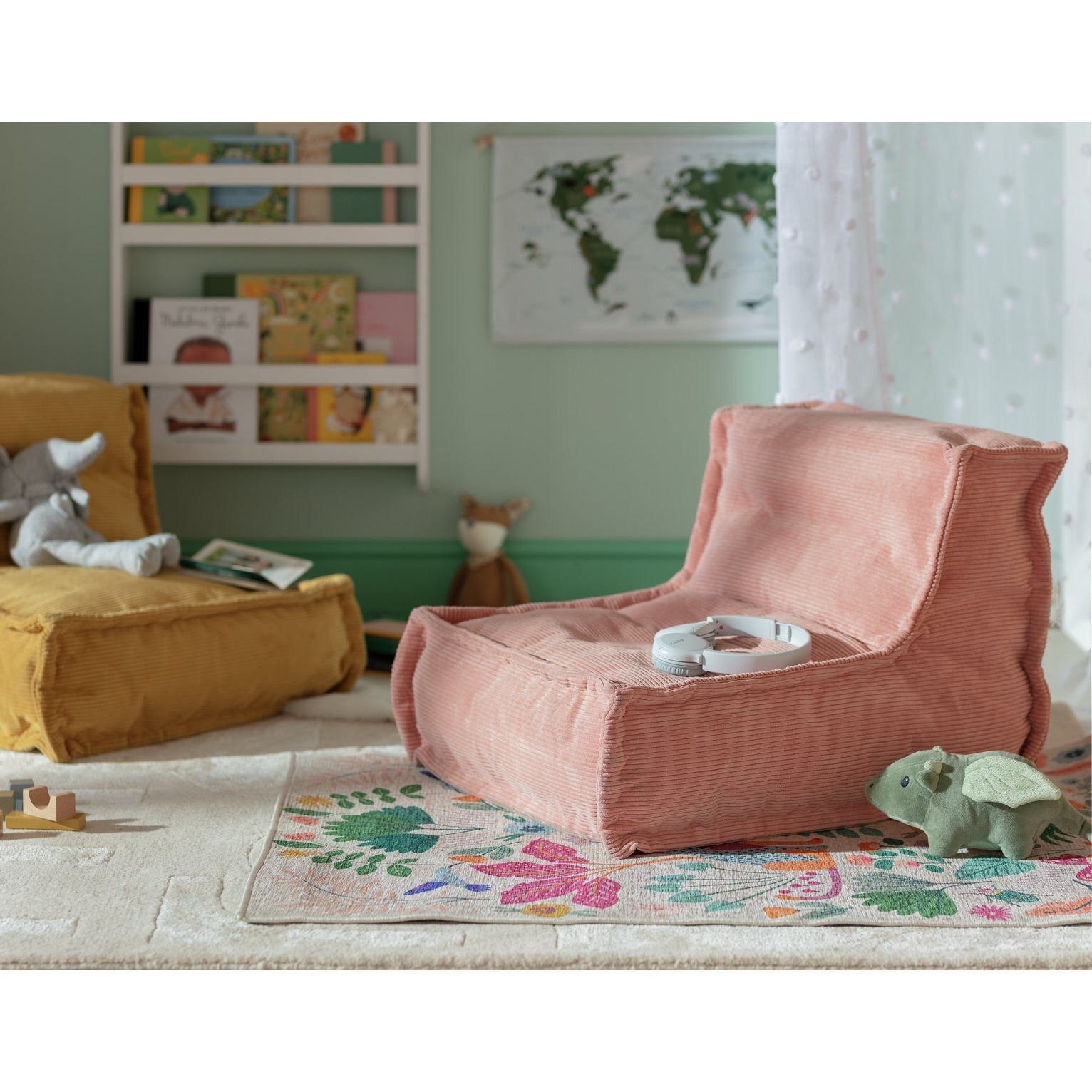 Kaikoo Kids Mini Estelle Cord Bean Bag Pink by Argos