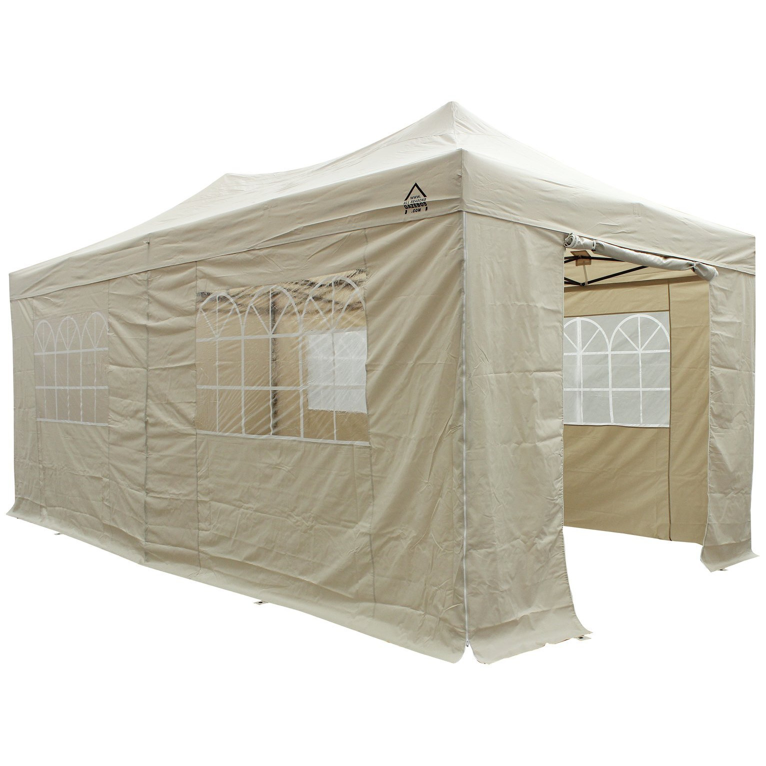 All Seasons 3m x 6m Pop Up Garden Gazebo & Side PanelsBeige by Argos