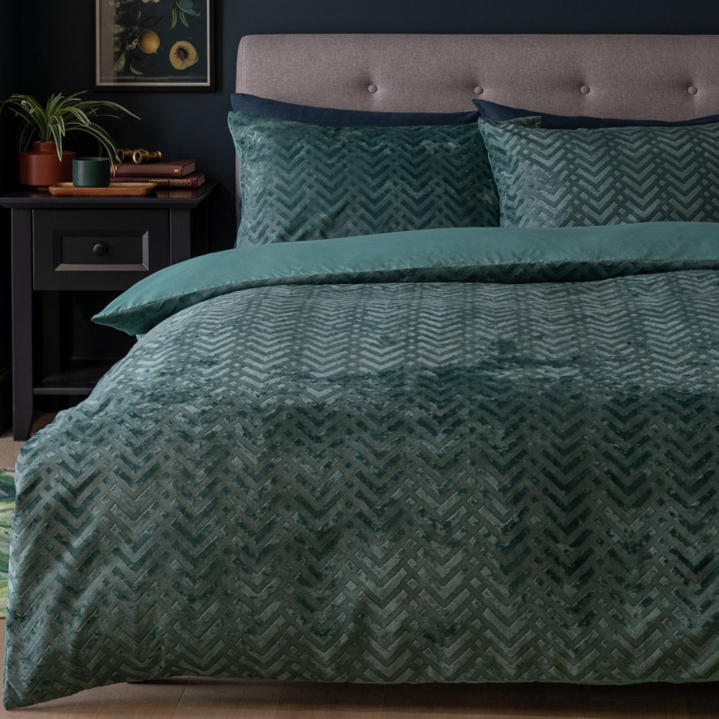Habitat Velvet Green Bedding Set King size by Argos