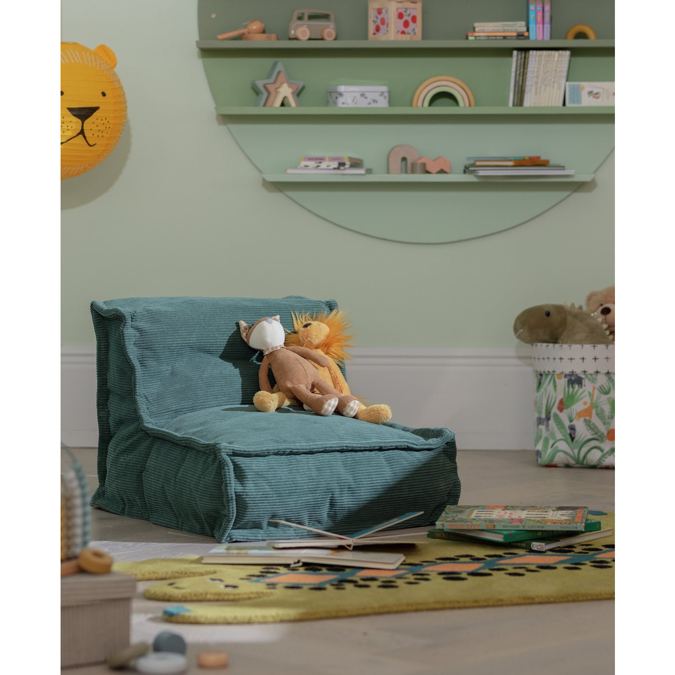 Kaikoo Kids Mini Estelle Cord Bean Bag Green by Argos