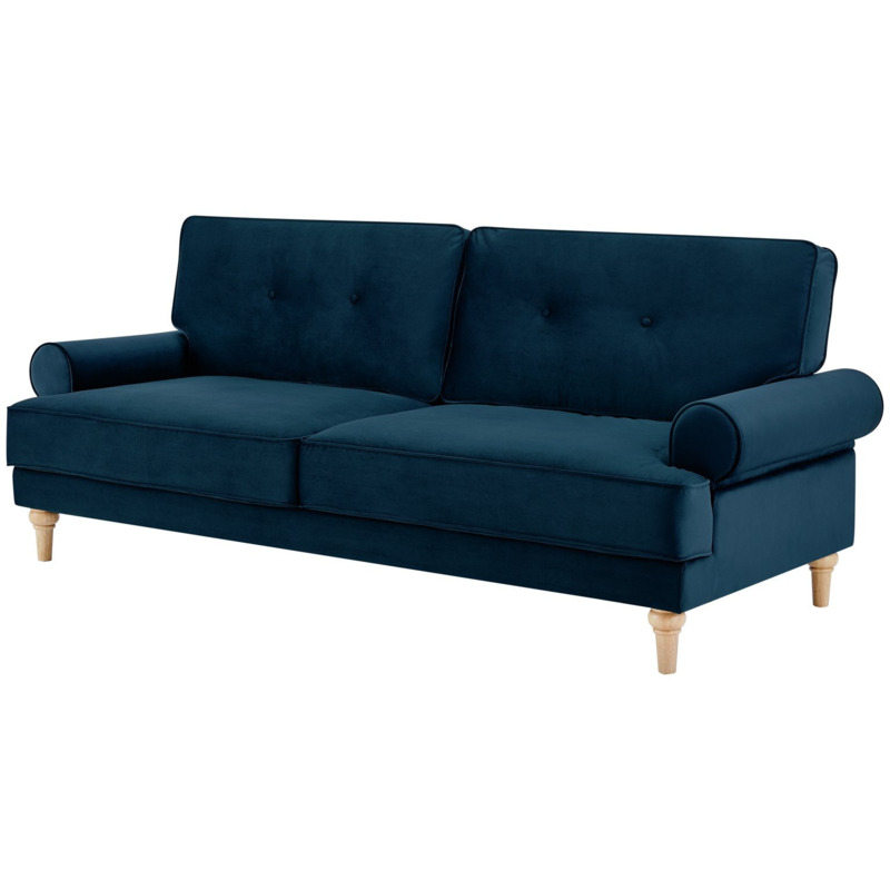 Habitat Vienna Self Assembly Velvet 3 Seater Sofa Blue by Argos