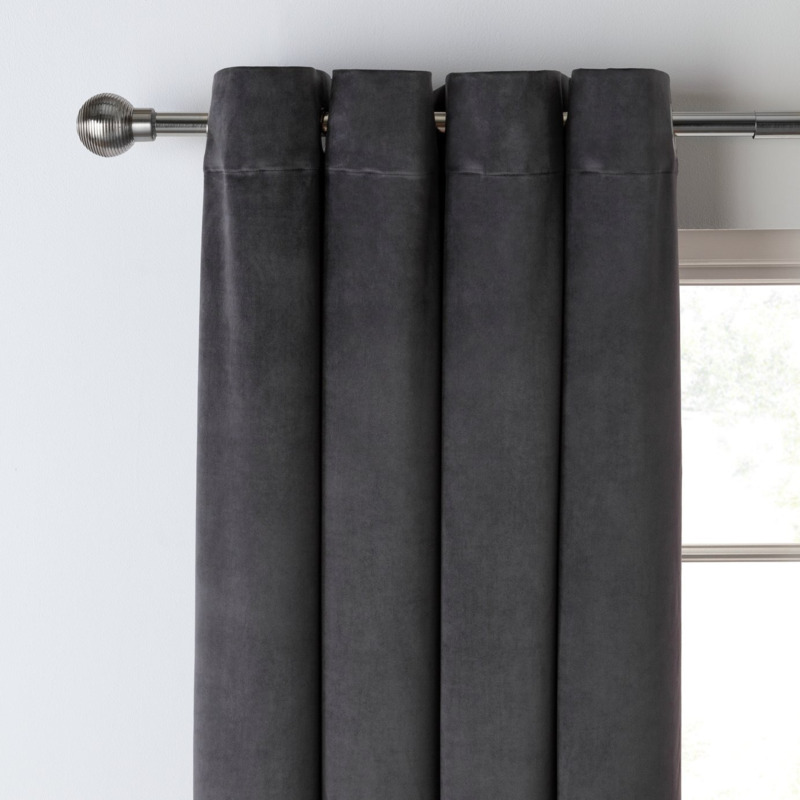 Habitat Matte Velvet Eyelet Curtain - Grey by Argos | ufurnish.com