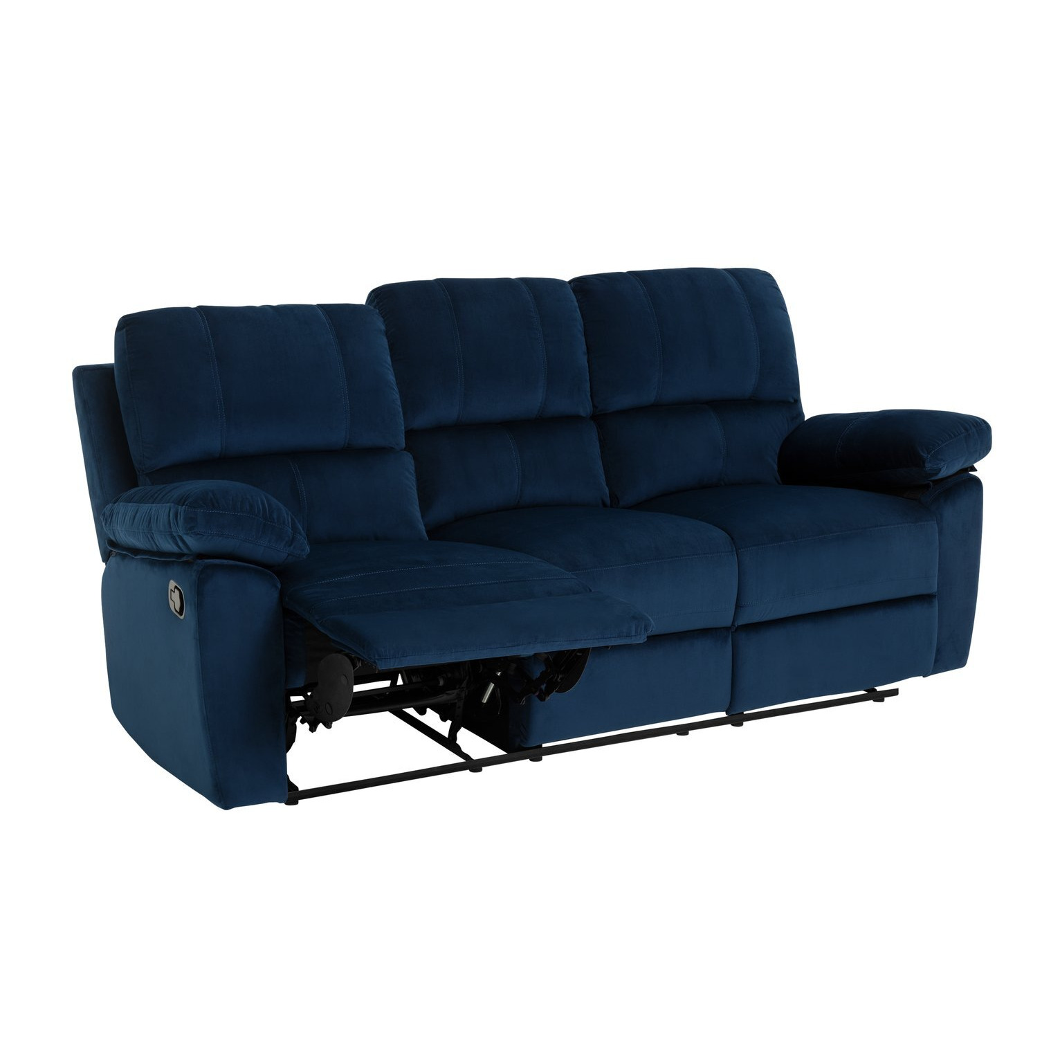 Toby Velvet 3 Seater Recliner Sofa in a Box Navy by Argos