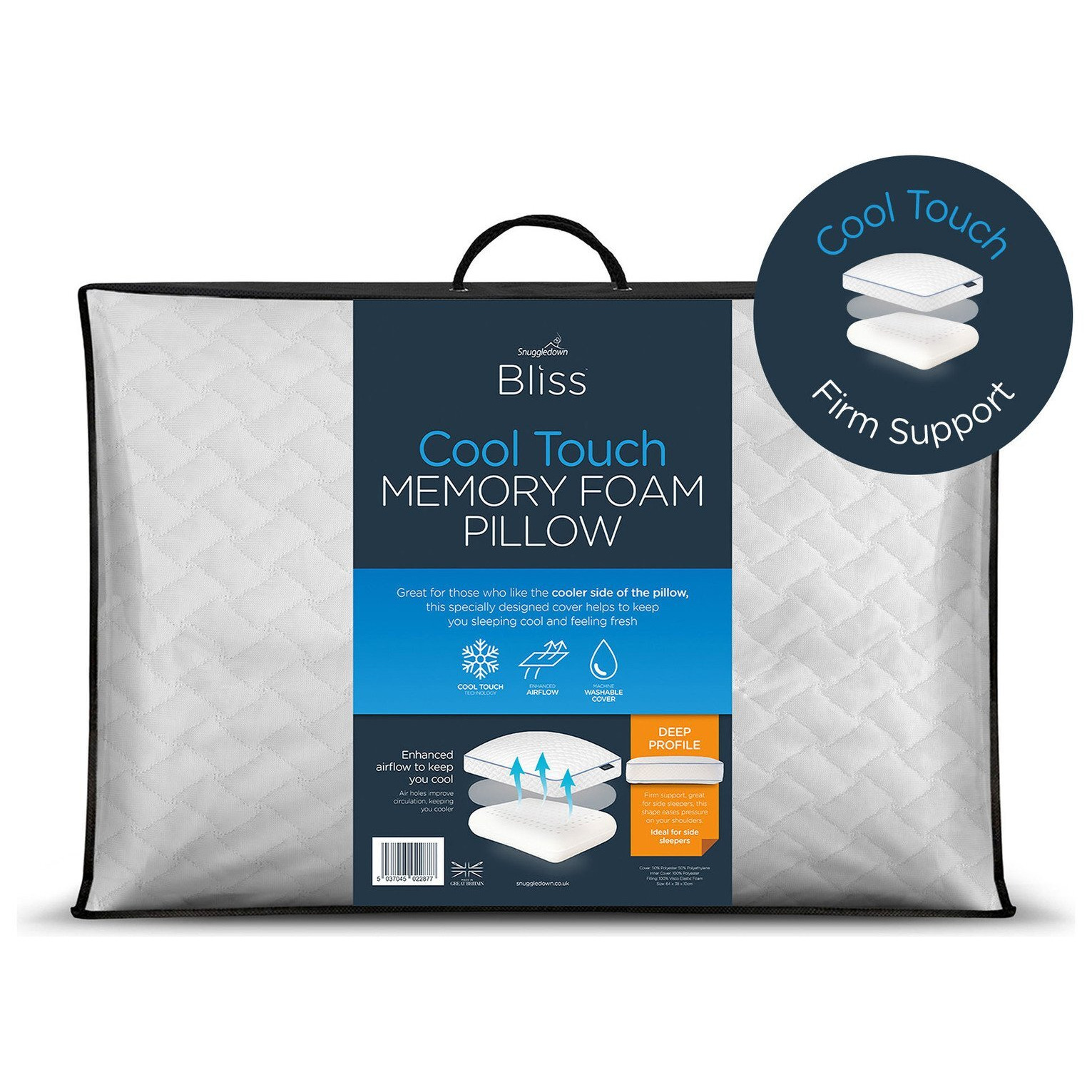 Snuggledown Bliss Cool Touch Memory Foam Firm Pillow by Argos