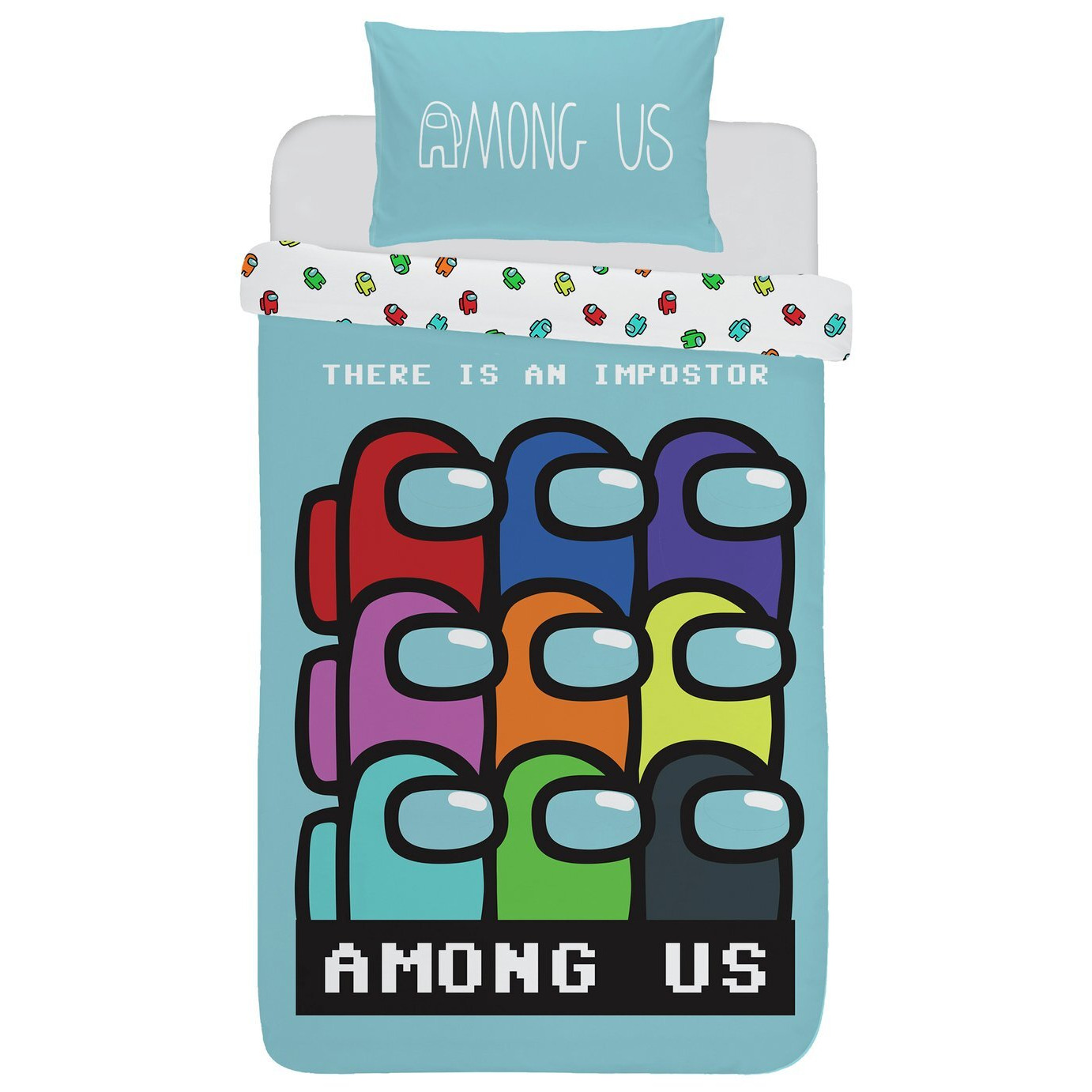 Among Us Imposter Cotton Blue Kids Bedding Set Single by Argos