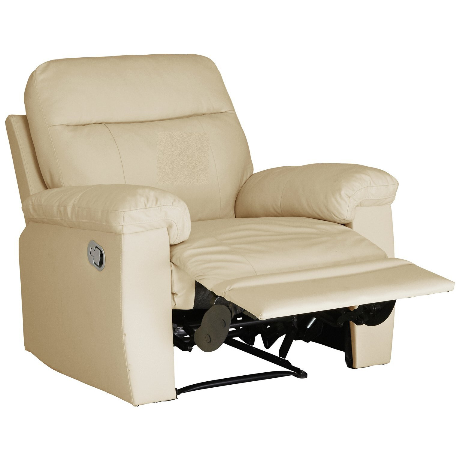 Argos Home Paolo Leather Mix Manual Recliner Chair Ivory by Argos