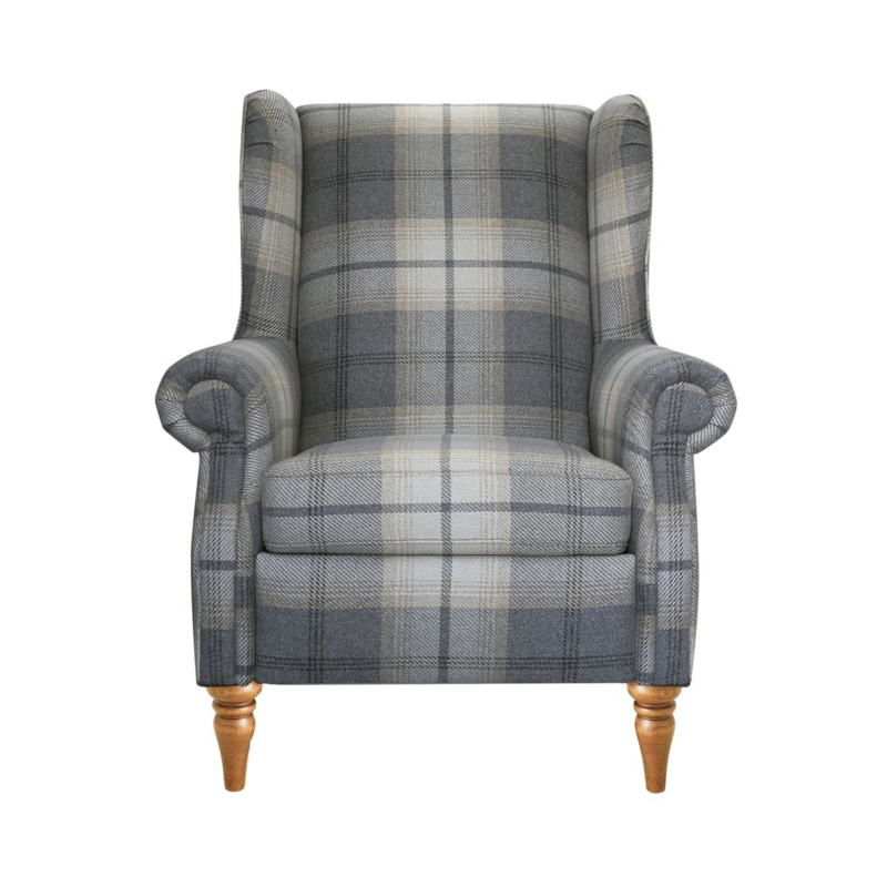 Argos Home Argyll Fabric Wingback Chair Light Grey Check by Argos