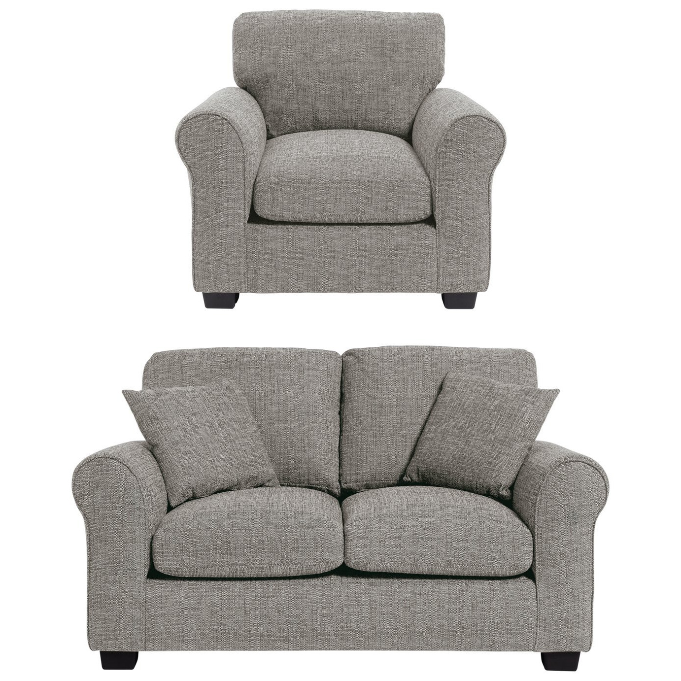 Habitat Lisbon Fabric Chair & 2 Seater Sofa Grey by Argos