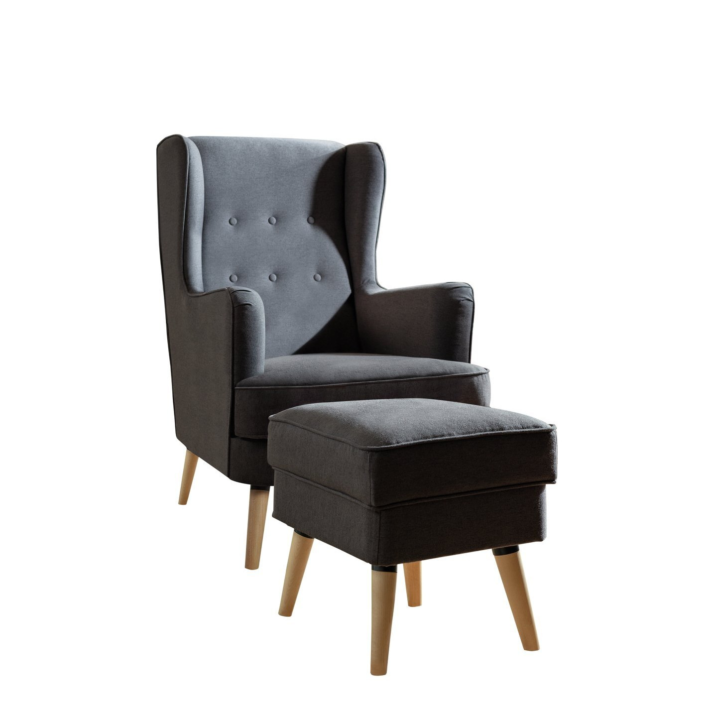 Habitat Callie Fabric Chair Armchair with FootstoolCharcoal by Argos