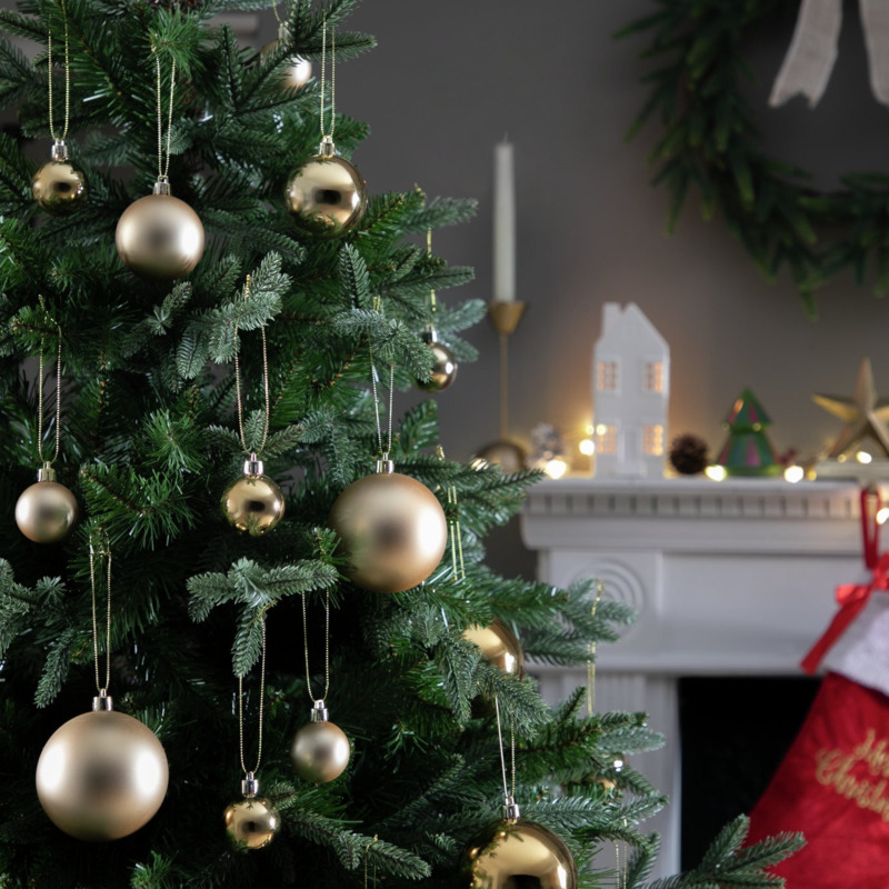 Argos Home Pack of 49 Shatterproof Christmas Baubles Gold by Argos
