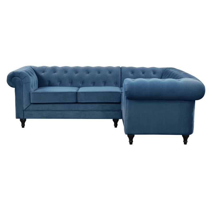Habitat Chesterfield Velvet Left Hand Corner Sofa Blue by Argos
