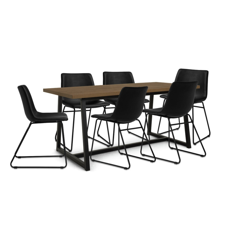 Habitat Nomad Metal Extending Dining Table & 6 Black Chairs by Argos