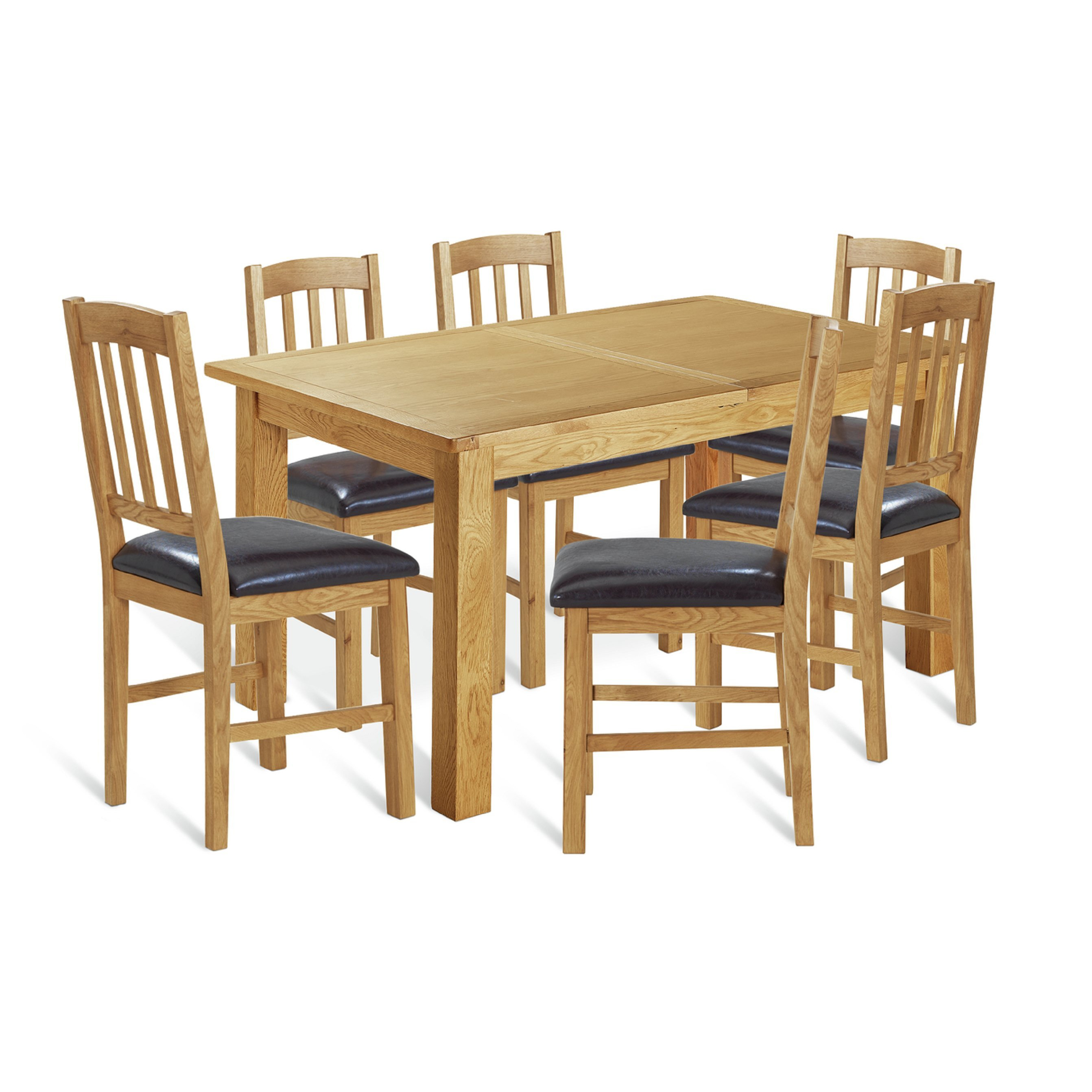 Argos Home Ashwell Extending Table & 6 Oak & Black Chairs by Argos