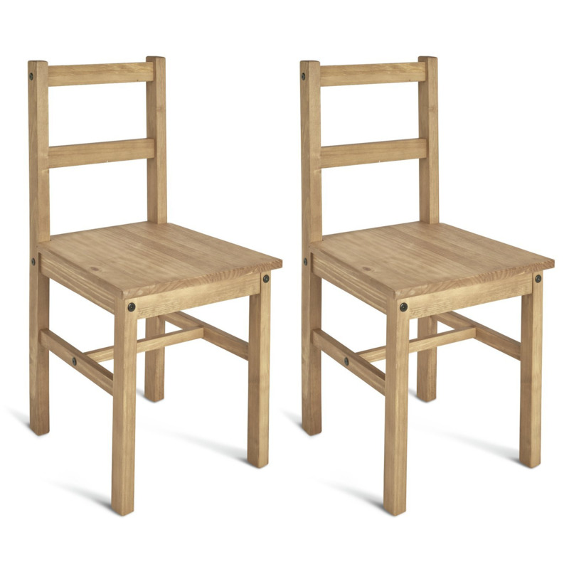 Argos Home Raye Pair of Solid Wood Dining Chairs Pine by Argos