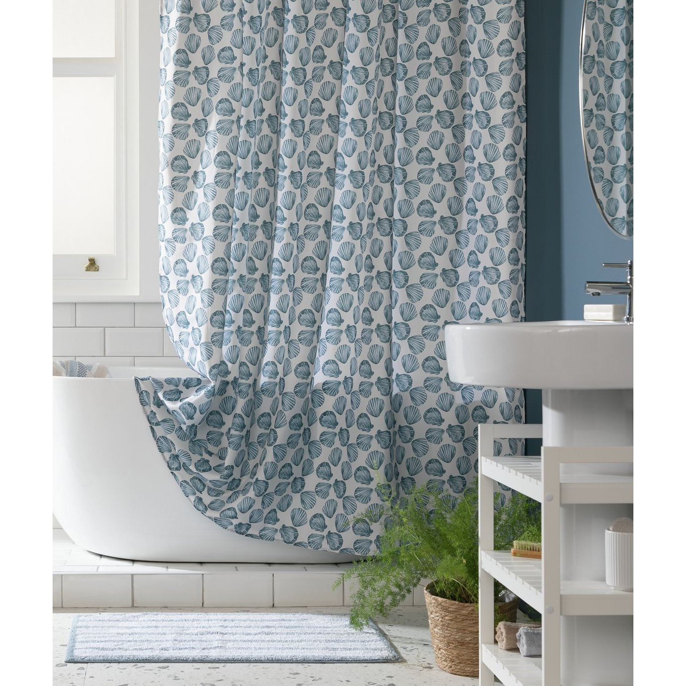 Argos Home Shell Shower Curtain Blue by Argos