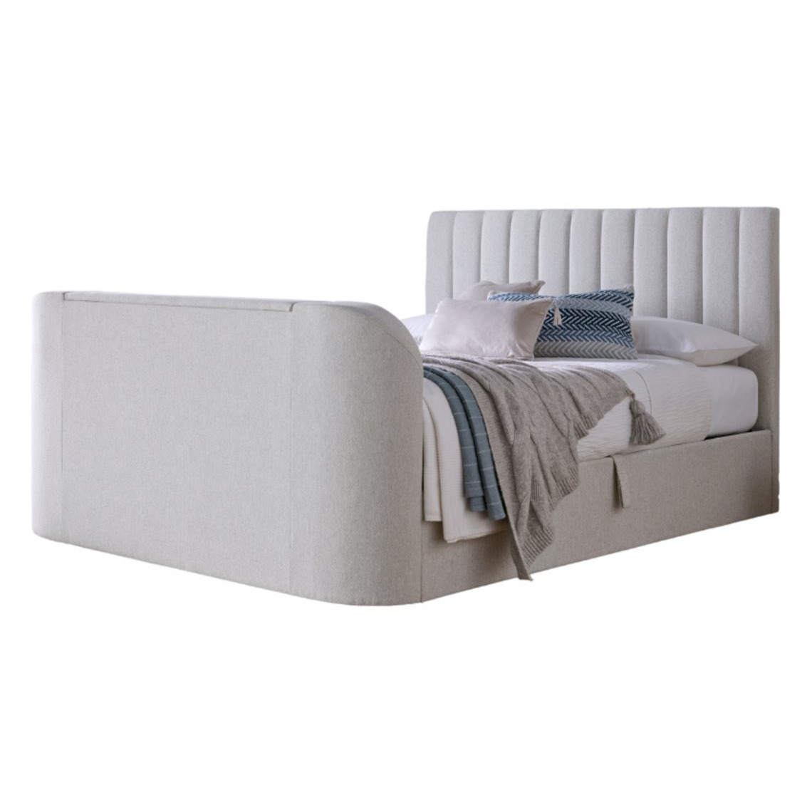 Smart TV Bed Sheldon Double TV Bed Frame - Natural by Argos | ufurnish.com