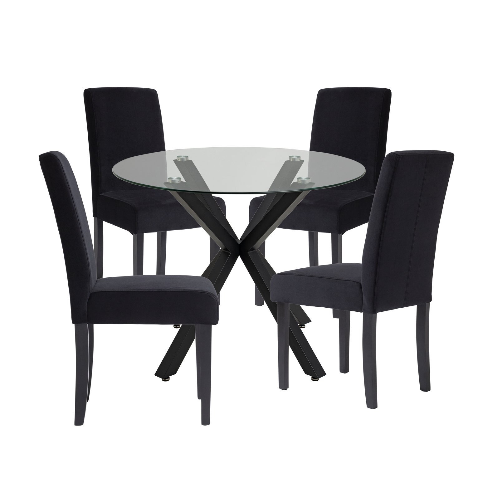 Argos Home Alice Glass and Black Table & 4 Black Chairs by Argos