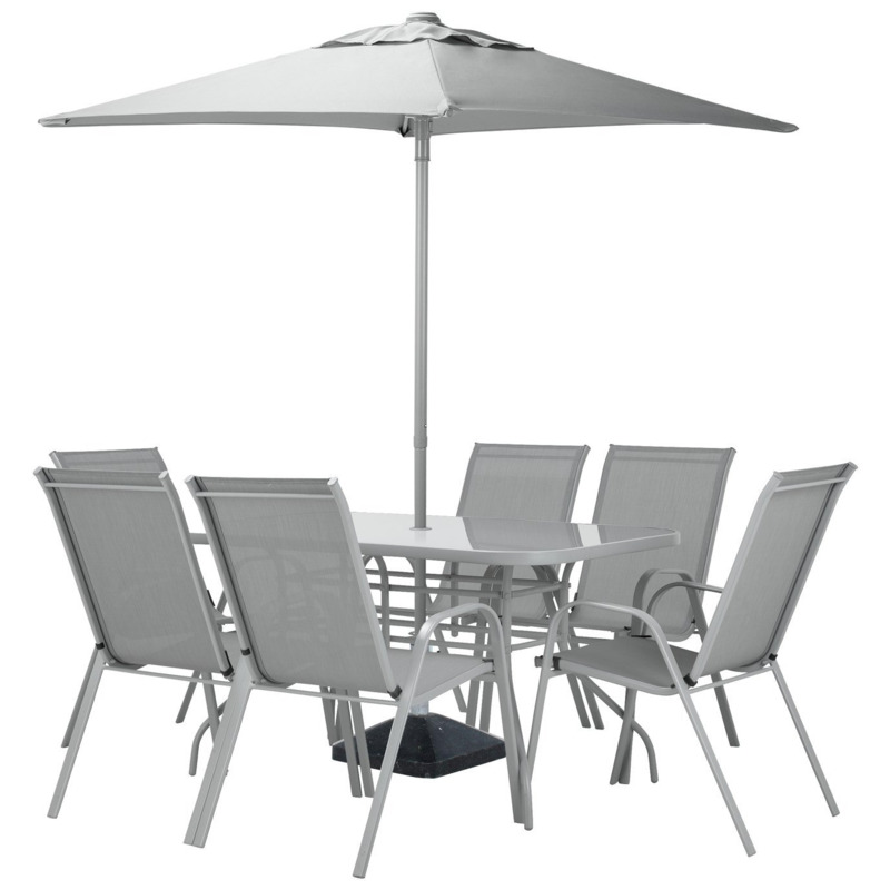 Argos Home Sicily 6 Seater Metal Patio Set Grey by Argos