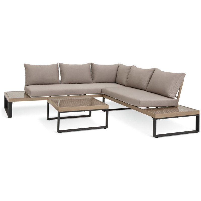 Habitat Zaria 5 Seater Metal Garden Corner Sofa Set Natural by Argos