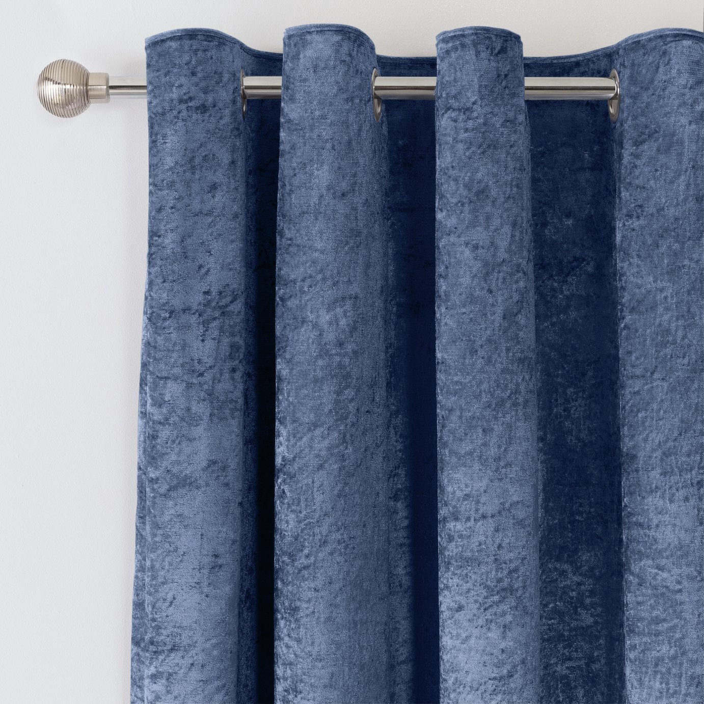 Argos Home Crushed Velvet Lined Eyelet Curtains Navy by Argos