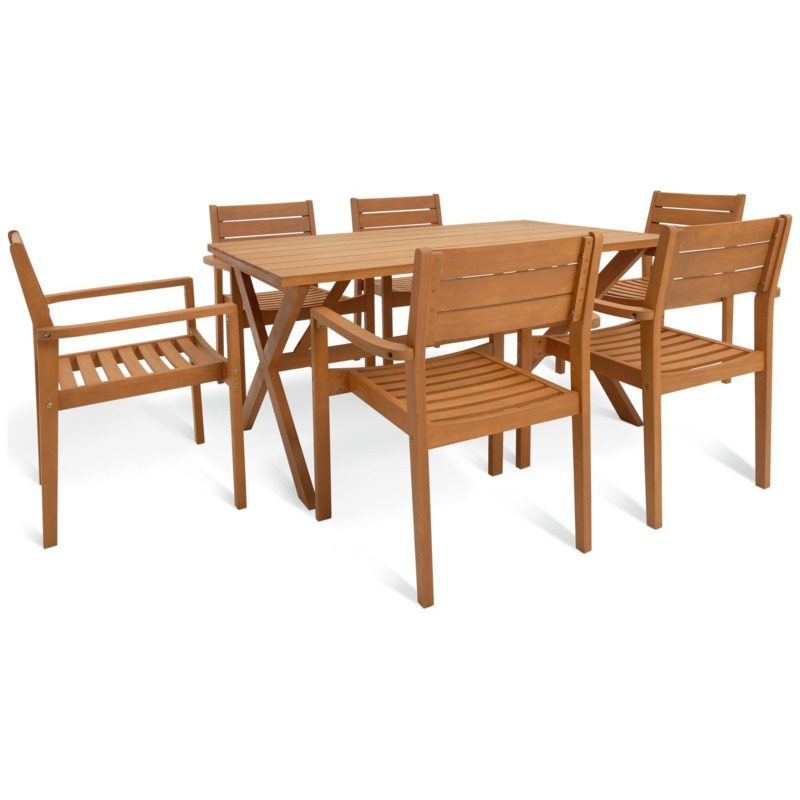Habitat Richmond 6 Seater Wooden Patio Set Light Wood by Argos