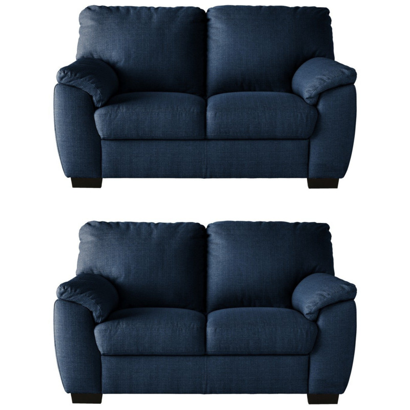 Argos Home Milano Pair of Fabric 2 Seater Sofa Navy by Argos
