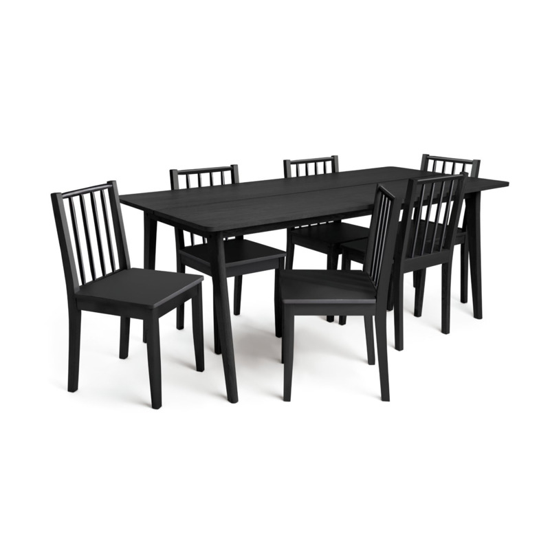 Habitat Nel Wood Effect Dining Table & 6 Black Chairs by Argos