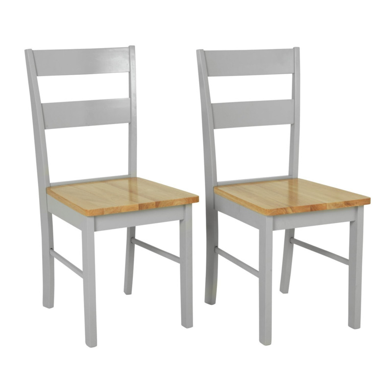 Habitat Chicago Pair of Solid Wood Dining Chair Grey & Oak by Argos