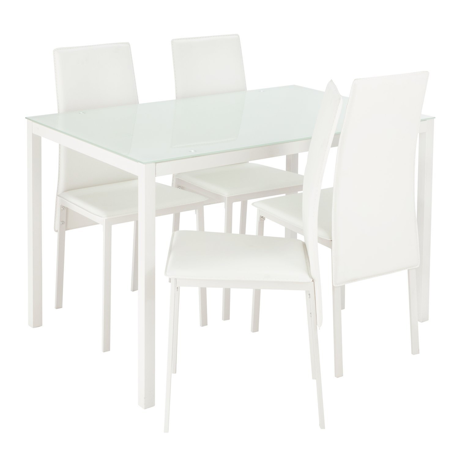 Argos Home Lido Glass Dining Table & 4 White Chairs by Argos
