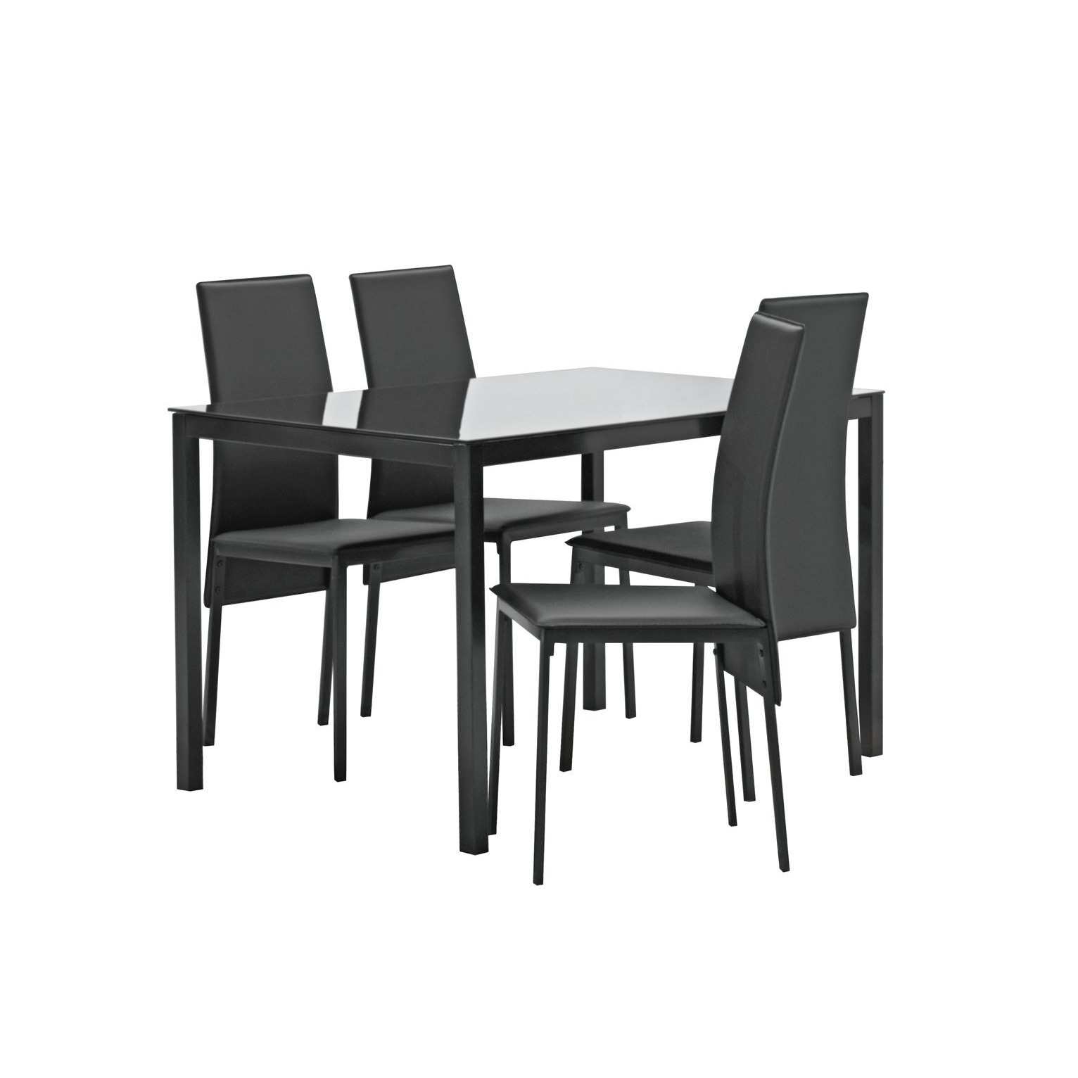 Argos Home Lido Glass Dining Table & 4 Black Chairs by Argos