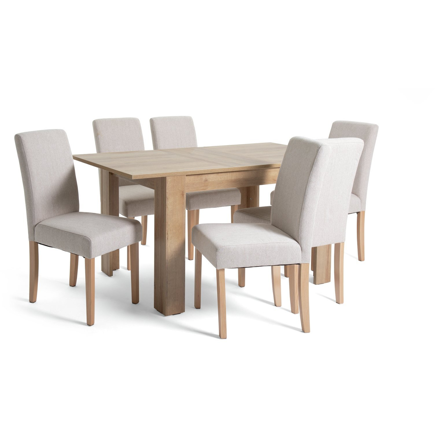Argos Home Miami Wood Effect Dining Table & 6 Cream Chairs by Argos