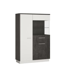 Solan 2 Door Right Hand Display Cabinet - Grey & White