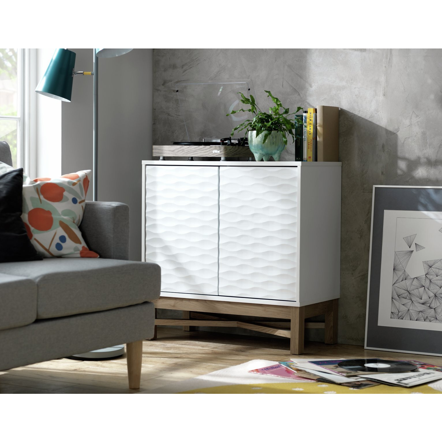 Habitat Zander Textured Small Sideboard White & Oak by Argos